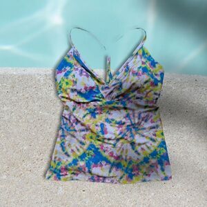 Jessica Simpson Tankini Top Spritz Multi Large
